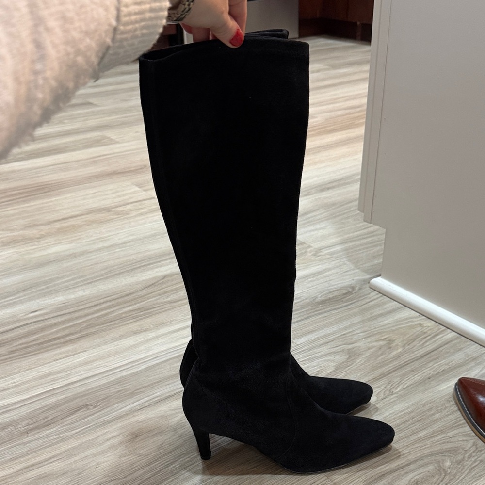 Stuart Weitzman Vanessa suede black knee high boots